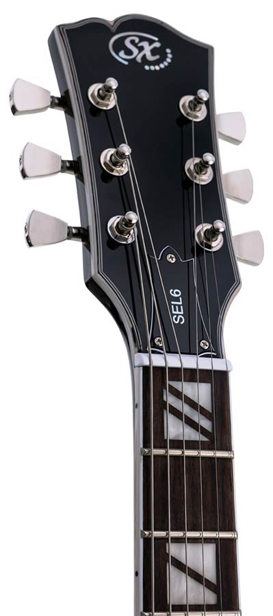 SX SEL6CTBK Archtop Transparent Black Guitarra Eléctrica 4