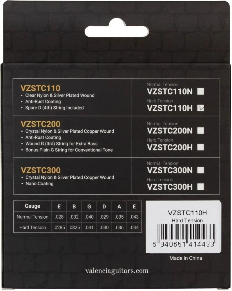Valencia VZSTC110H Hard Tension Cuerdas Guitarra Clásica 1