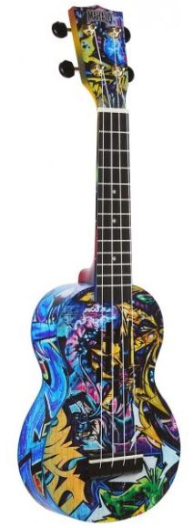 Mahalo MA1GR Ukelele Soprano Grafiti con Funda