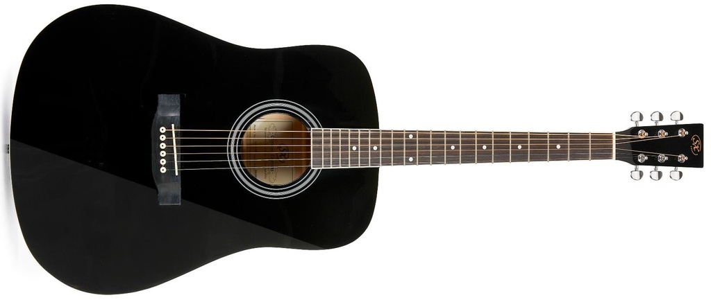 SX SD104GBK Guitarra Acústica Negra Acabado Brillo