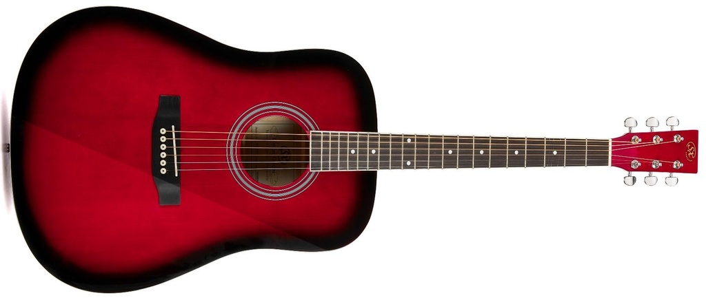 SX SD104GRDS Guitarra Acústica Roja Acabado Brillo