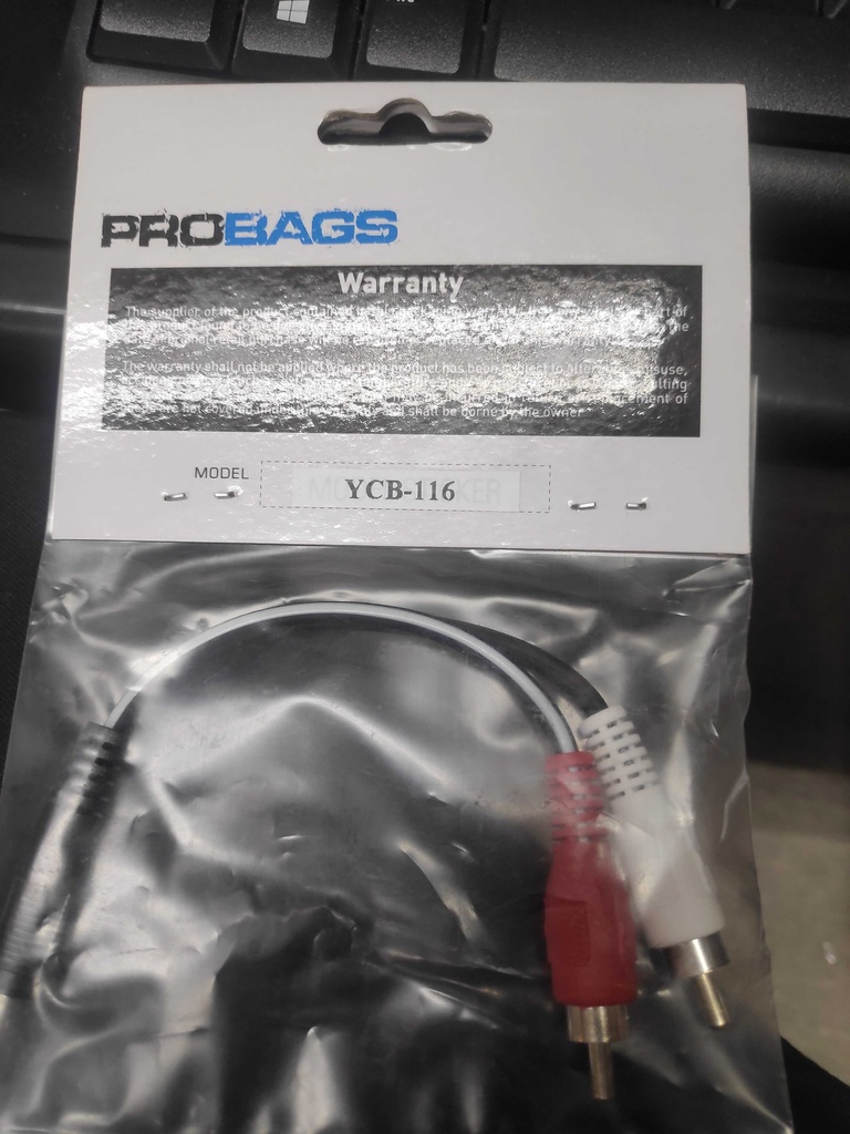 PROBAGS YCB 116 6 FTS 1,8 MTR MINI JACK M-RCA MACHO DOBLE CABLE AUDIO