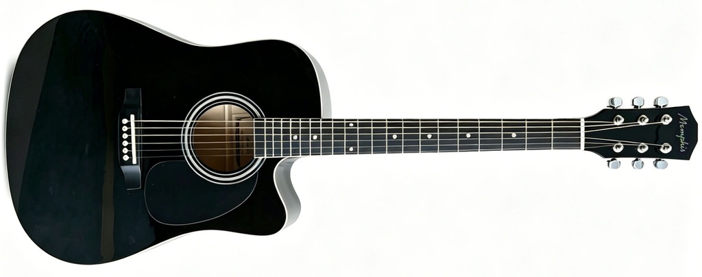 Memphis FTC904BK Cutaway Guitarra Acústica Negra