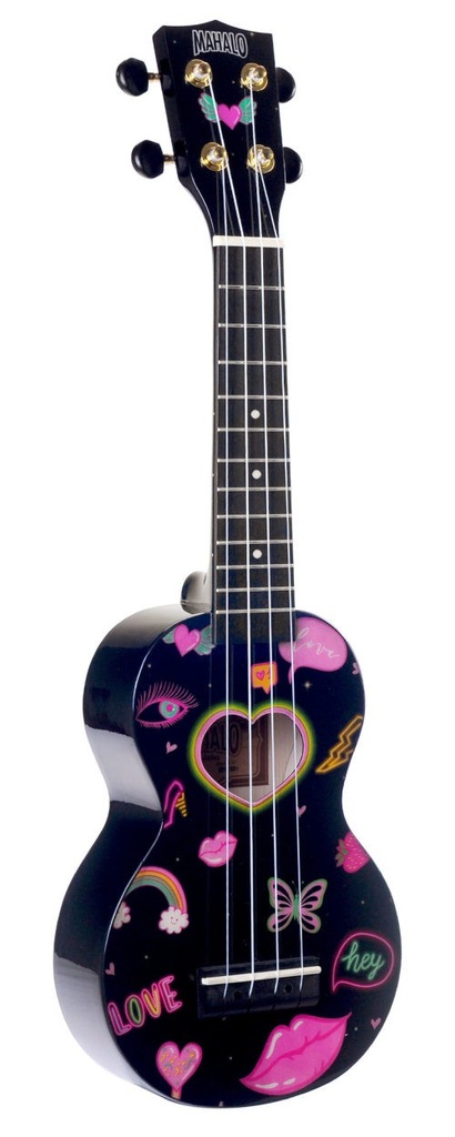 Mahalo MA1HEBK Ukelele Soprano Corazones con Funda